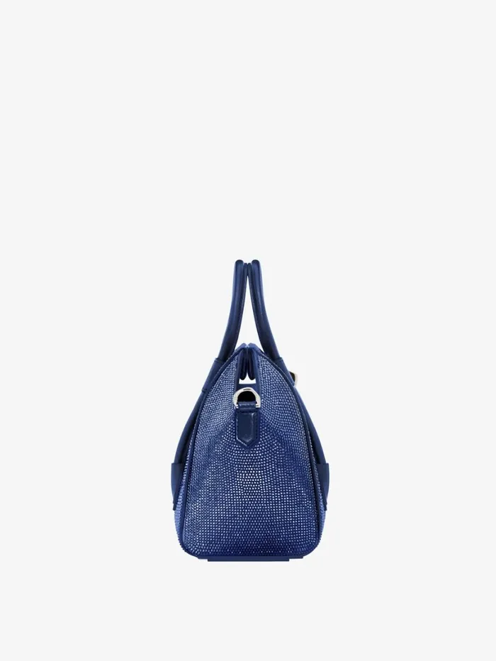 Givenchy Mini Antigona Lock Bag In Satin With Strass Petrol Blue Women Crossbody Bags Givenchy Mini Antigona Lock Bag In Satin With Strass Petrol Blue Women Crossbody Bags