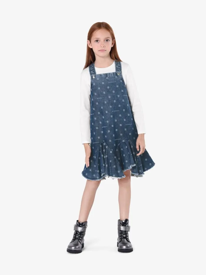 Givenchy Overalls Dress In GIVENCHY 4G Denim Denim Blue Women Girl 4 To 12 Years