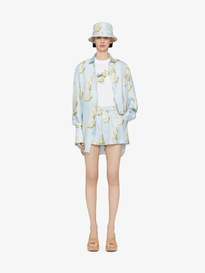 Givenchy Oversized Shirt In Silk With Lemon Print Blueyellow Women Tops and Shirts Givenchy Oversized Shirt In Silk With Lemon Print Blueyellow Women Tops and Shirts
