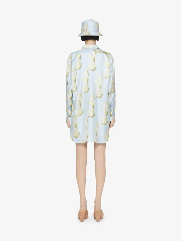 Givenchy Oversized Shirt In Silk With Lemon Print Blueyellow Women Tops and Shirts