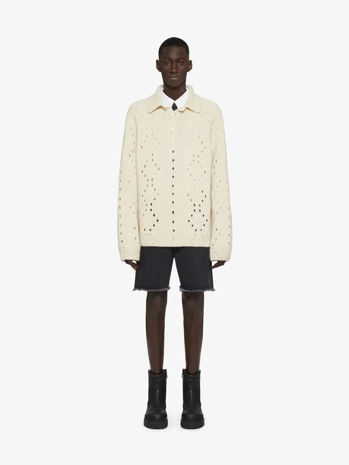 Givenchy Oversized Sweater In Wool White Men Knitwear