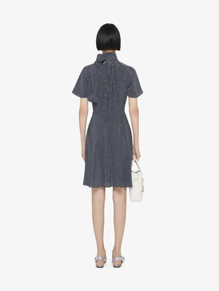 Givenchy Polka Dots Dress In Silk With Lavallire Navywhite Women Dresses