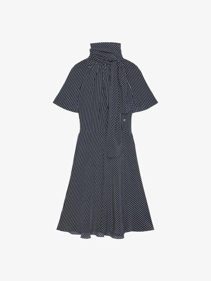 Givenchy Polka Dots Dress In Silk With Lavallire Navywhite Women Dresses