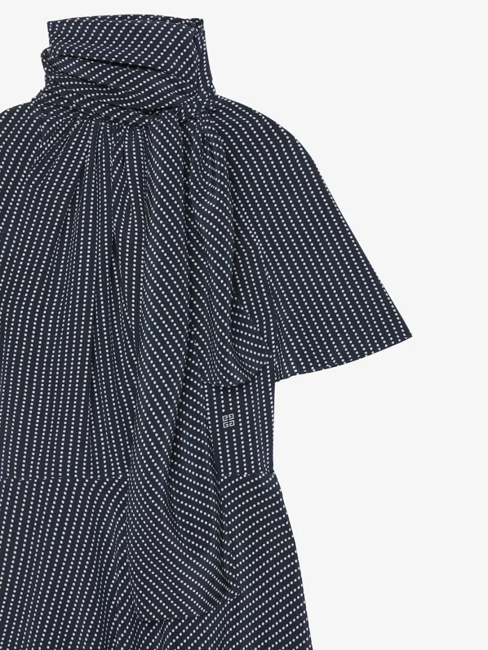 Givenchy Polka Dots Dress In Silk With Lavallire Navywhite Women Dresses