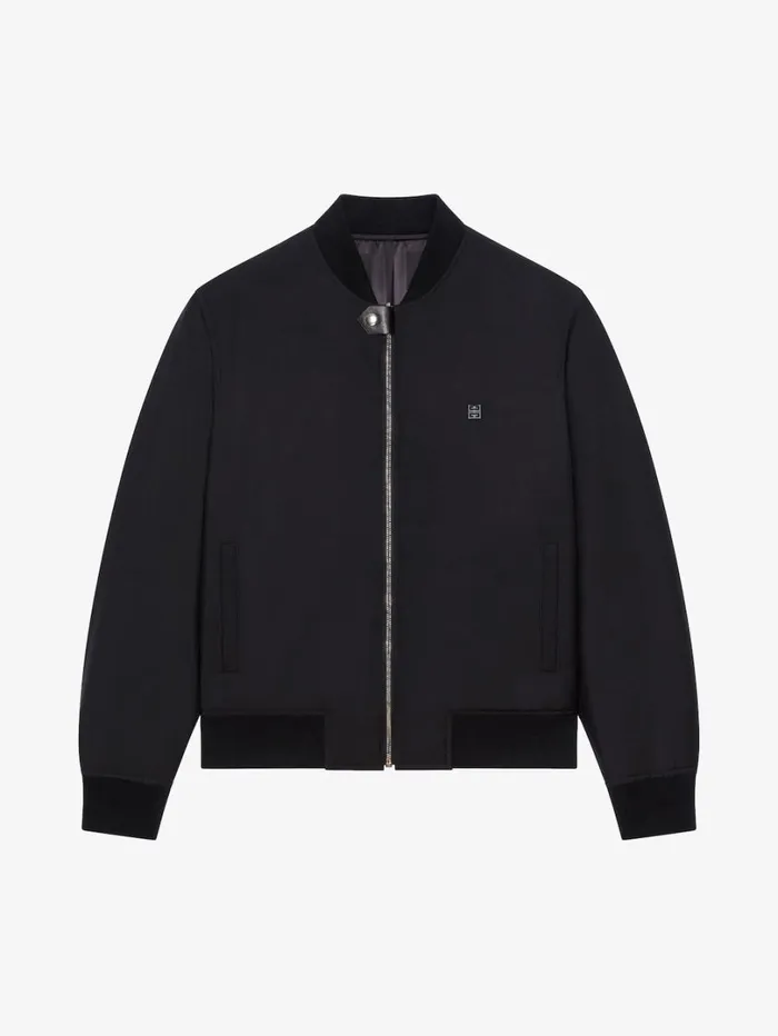 Givenchy Reversible Bomber Jacket In 4G Wool Black Men Outerwear and Blousons Givenchy Reversible Bomber Jacket In 4G Wool Black Men Outerwear and Blousons