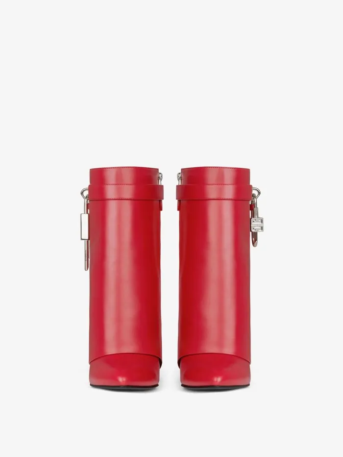 Givenchy Shark Lock Ankle Boots In Leather Red Women Shark Lock Givenchy Shark Lock Ankle Boots In Leather Red Women Shark Lock