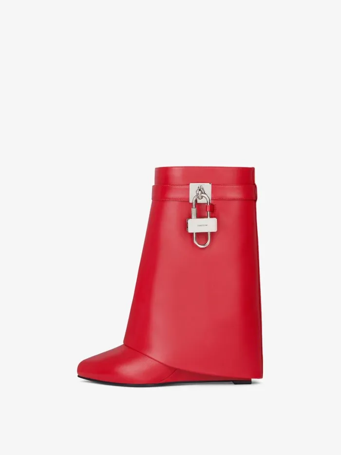 Givenchy Shark Lock Ankle Boots In Leather Red Women Shark Lock Givenchy Shark Lock Ankle Boots In Leather Red Women Shark Lock