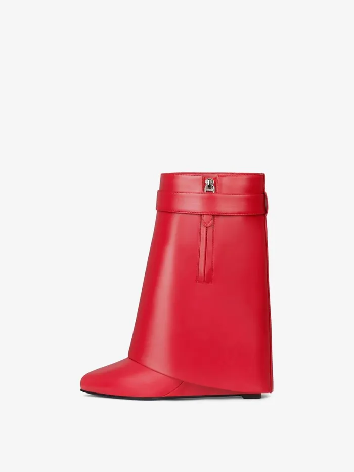 Givenchy Shark Lock Ankle Boots In Leather Red Women Shark Lock Givenchy Shark Lock Ankle Boots In Leather Red Women Shark Lock