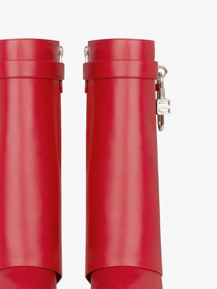 Givenchy Shark Lock Ankle Boots In Leather Red Women Shark Lock Givenchy Shark Lock Ankle Boots In Leather Red Women Shark Lock