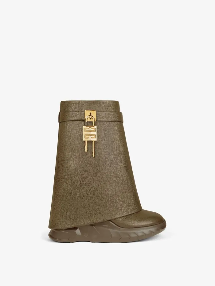 Givenchy Shark Lock Biker Ankle Boots In Grained Leather Dark Khaki Women Shark Lock Givenchy Shark Lock Biker Ankle Boots In Grained Leather Dark Khaki Women Shark Lock