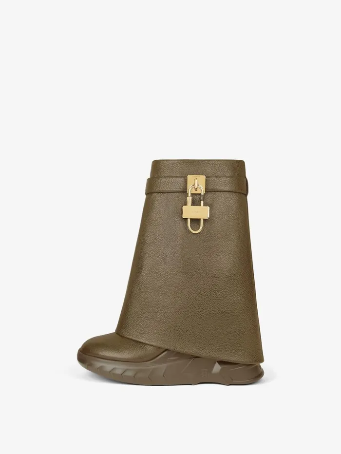 Givenchy Shark Lock Biker Ankle Boots In Grained Leather Dark Khaki Women Shark Lock Givenchy Shark Lock Biker Ankle Boots In Grained Leather Dark Khaki Women Shark Lock