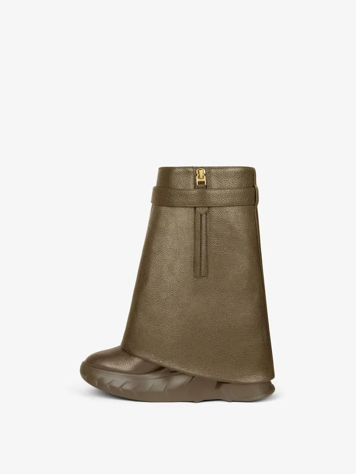 Givenchy Shark Lock Biker Ankle Boots In Grained Leather Dark Khaki Women Shark Lock Givenchy Shark Lock Biker Ankle Boots In Grained Leather Dark Khaki Women Shark Lock