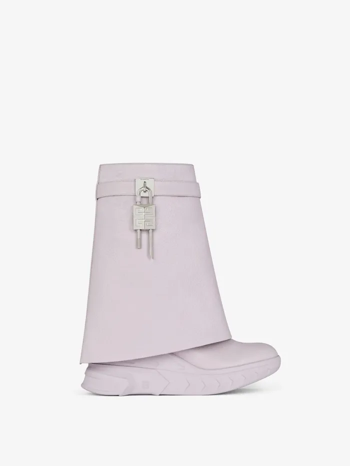 Givenchy Shark Lock Biker Ankle Boots In Grained Leather Soft Lilac Women Shark Lock Givenchy Shark Lock Biker Ankle Boots In Grained Leather Soft Lilac Women Shark Lock