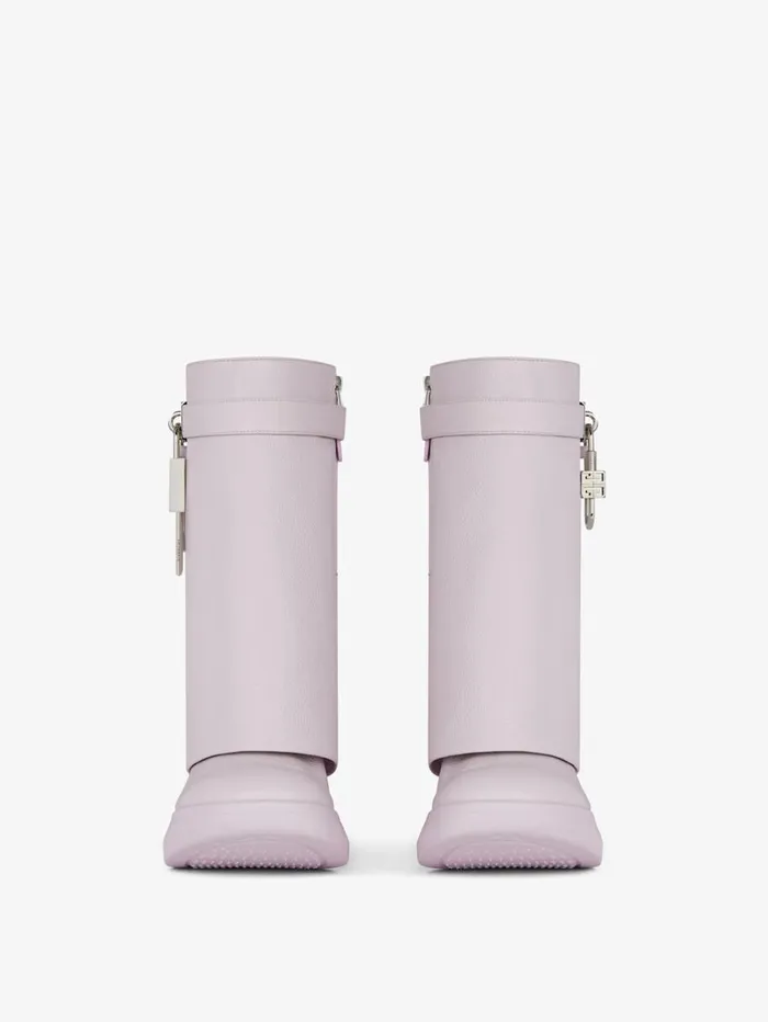 Givenchy Shark Lock Biker Ankle Boots In Grained Leather Soft Lilac Women Shark Lock Givenchy Shark Lock Biker Ankle Boots In Grained Leather Soft Lilac Women Shark Lock