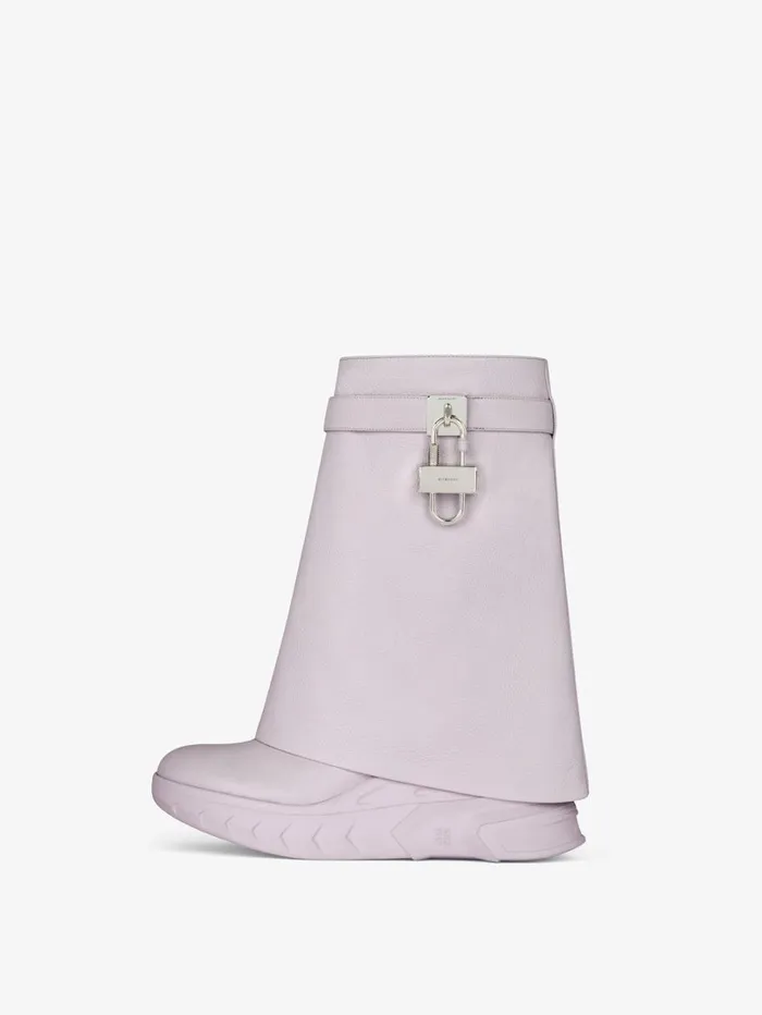 Givenchy Shark Lock Biker Ankle Boots In Grained Leather Soft Lilac Women Shark Lock Givenchy Shark Lock Biker Ankle Boots In Grained Leather Soft Lilac Women Shark Lock