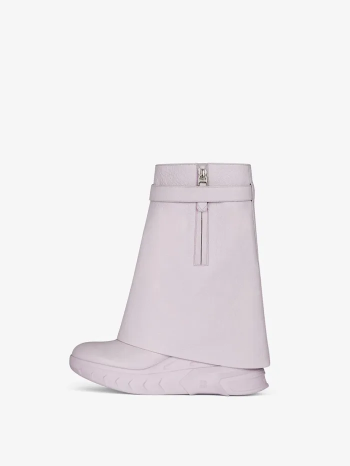 Givenchy Shark Lock Biker Ankle Boots In Grained Leather Soft Lilac Women Shark Lock Givenchy Shark Lock Biker Ankle Boots In Grained Leather Soft Lilac Women Shark Lock