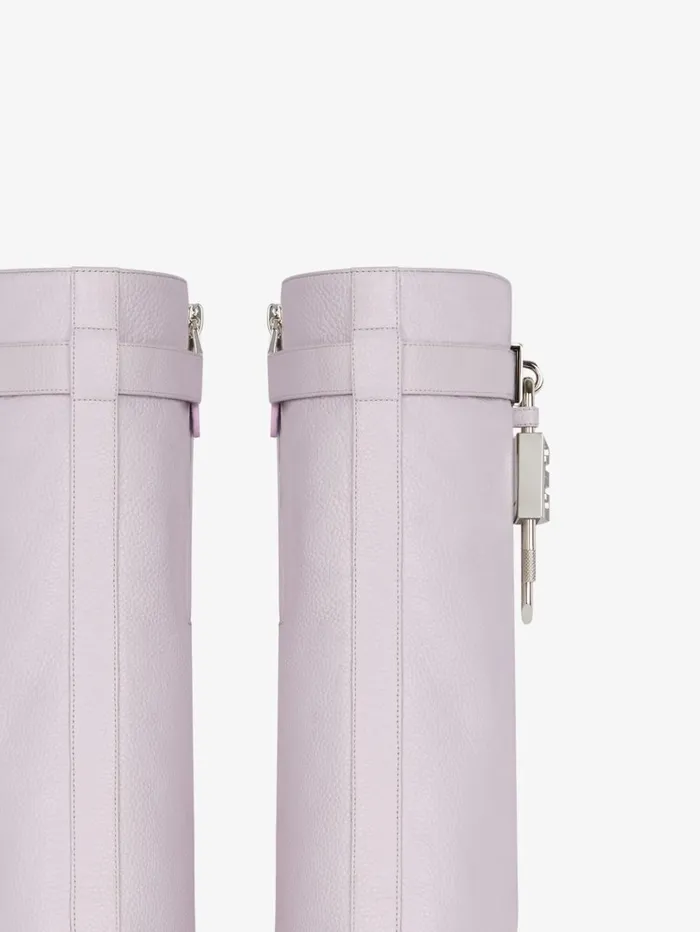 Givenchy Shark Lock Biker Ankle Boots In Grained Leather Soft Lilac Women Shark Lock Givenchy Shark Lock Biker Ankle Boots In Grained Leather Soft Lilac Women Shark Lock
