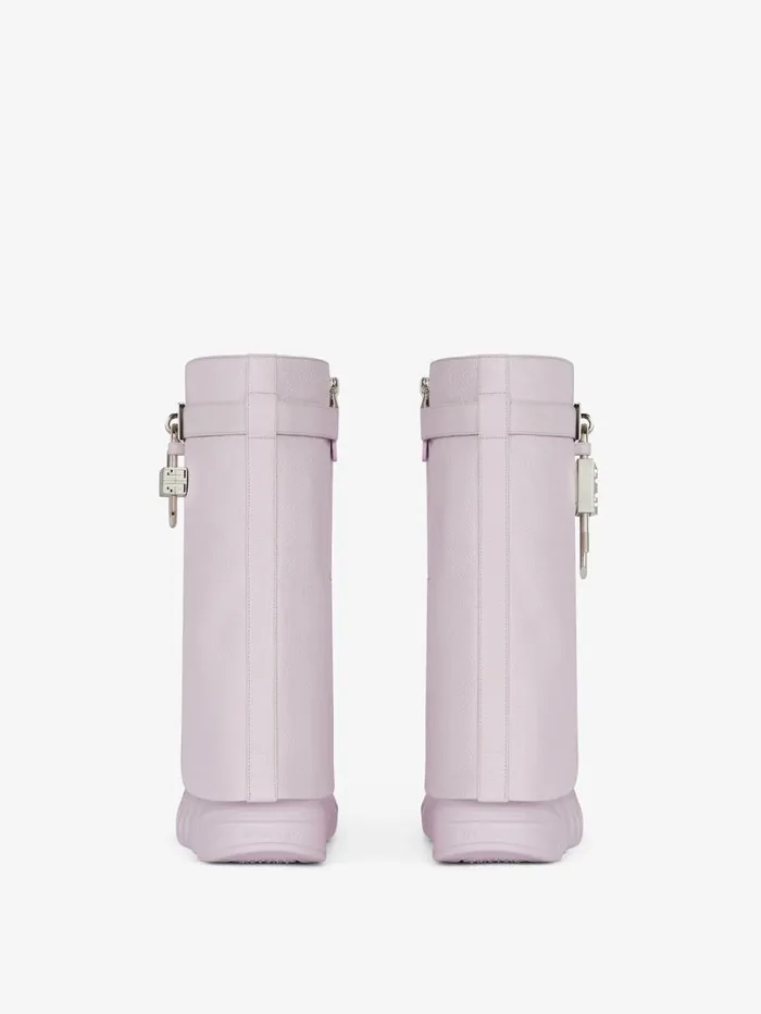 Givenchy Shark Lock Biker Ankle Boots In Grained Leather Soft Lilac Women Shark Lock Givenchy Shark Lock Biker Ankle Boots In Grained Leather Soft Lilac Women Shark Lock