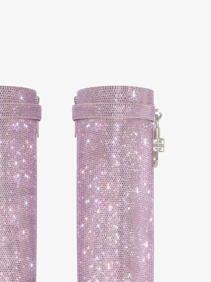 Givenchy Shark Lock Biker Ankle Boots In Leather With Strass Soft Lilac Women Shark Lock