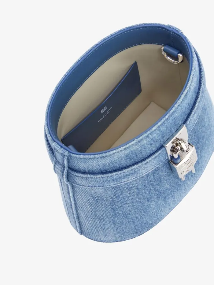 Givenchy Shark Lock Bucket Bag In Washed Denim Medium Blue Women Crossbody Bags Givenchy Shark Lock Bucket Bag In Washed Denim Medium Blue Women Crossbody Bags