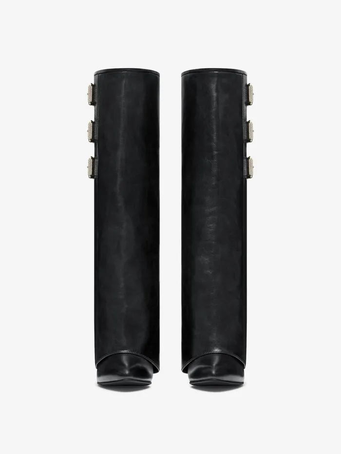Givenchy Shark Lock Buckles Boots In Leather Black Women Shark Lock Givenchy Shark Lock Buckles Boots In Leather Black Women Shark Lock