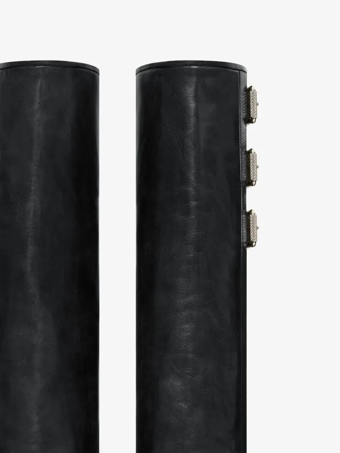 Givenchy Shark Lock Buckles Boots In Leather Black Women Shark Lock Givenchy Shark Lock Buckles Boots In Leather Black Women Shark Lock