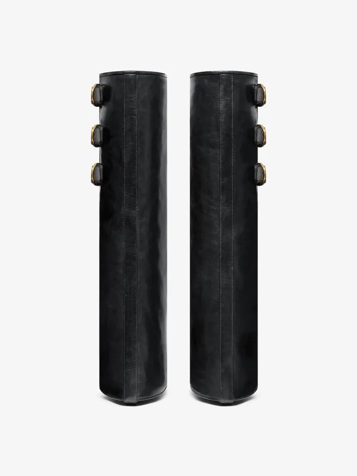 Givenchy Shark Lock Buckles Boots In Leather Black Women Shark Lock Givenchy Shark Lock Buckles Boots In Leather Black Women Shark Lock
