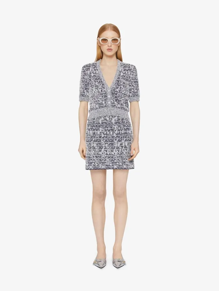 Givenchy Skirt In 4G Tweed With 4G Liquid Detail Navy Women Skirts