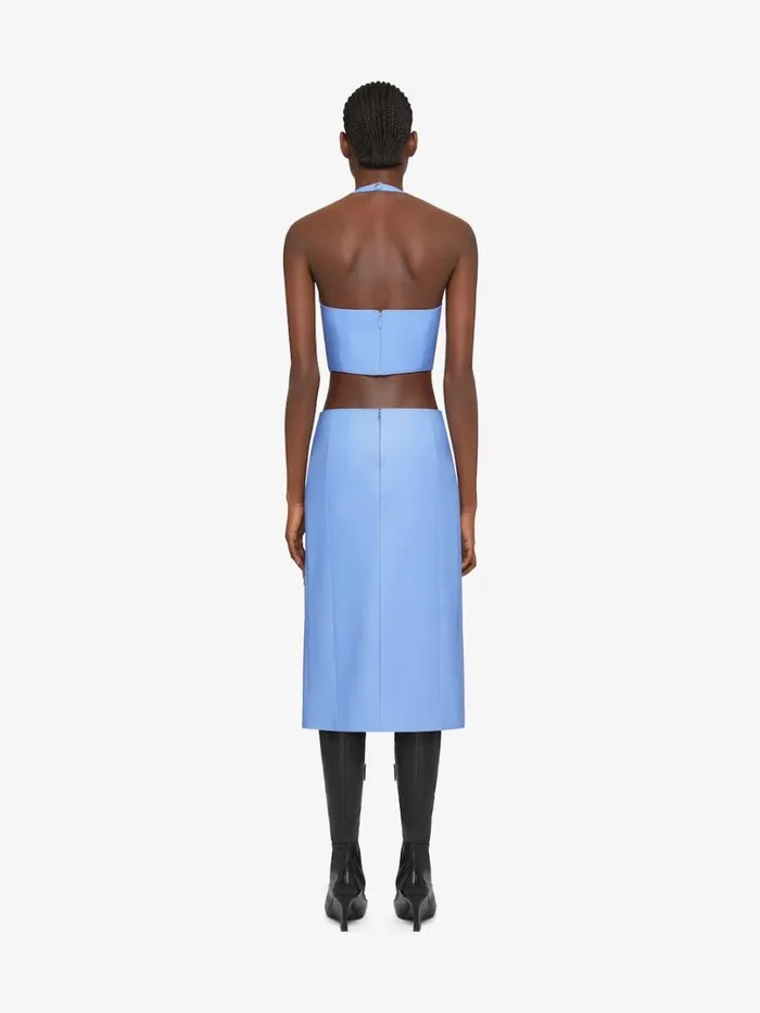 Givenchy Skirt In Leather With Embroidered Stones Cornflower Women Skirts