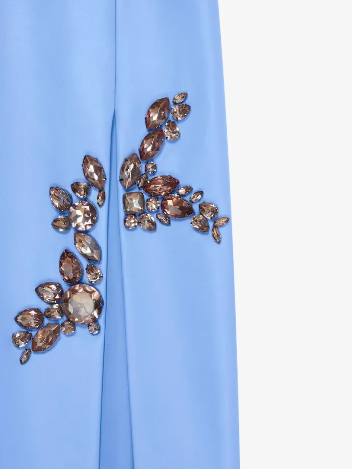 Givenchy Skirt In Leather With Embroidered Stones Cornflower Women Skirts