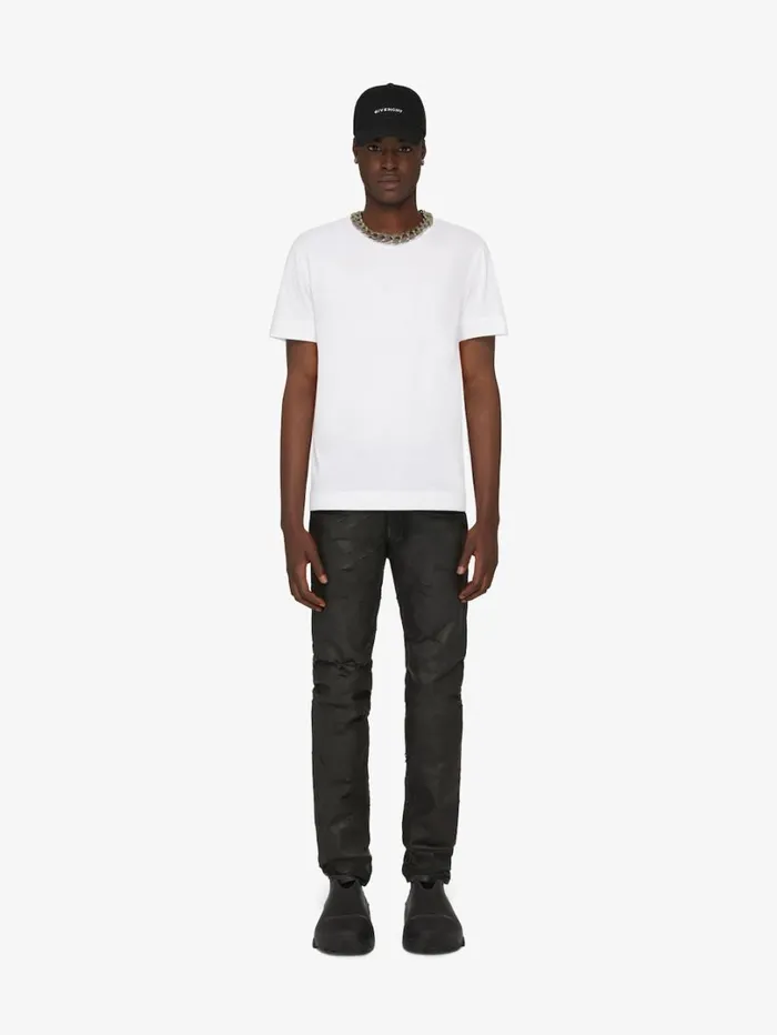 Givenchy Slim Fit Tshirt In Cotton With 4G Embroidery White Men TShirts