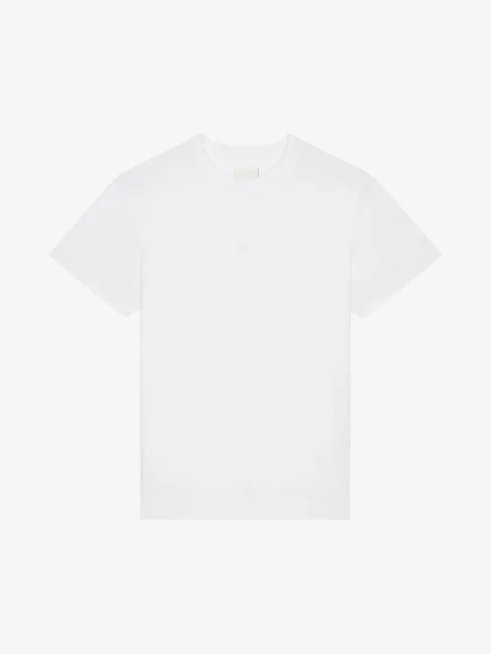 Givenchy Slim Fit Tshirt In Cotton With 4G Embroidery White Men TShirts
