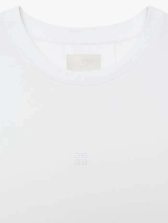 Givenchy Slim Fit Tshirt In Cotton With 4G Embroidery White Men TShirts