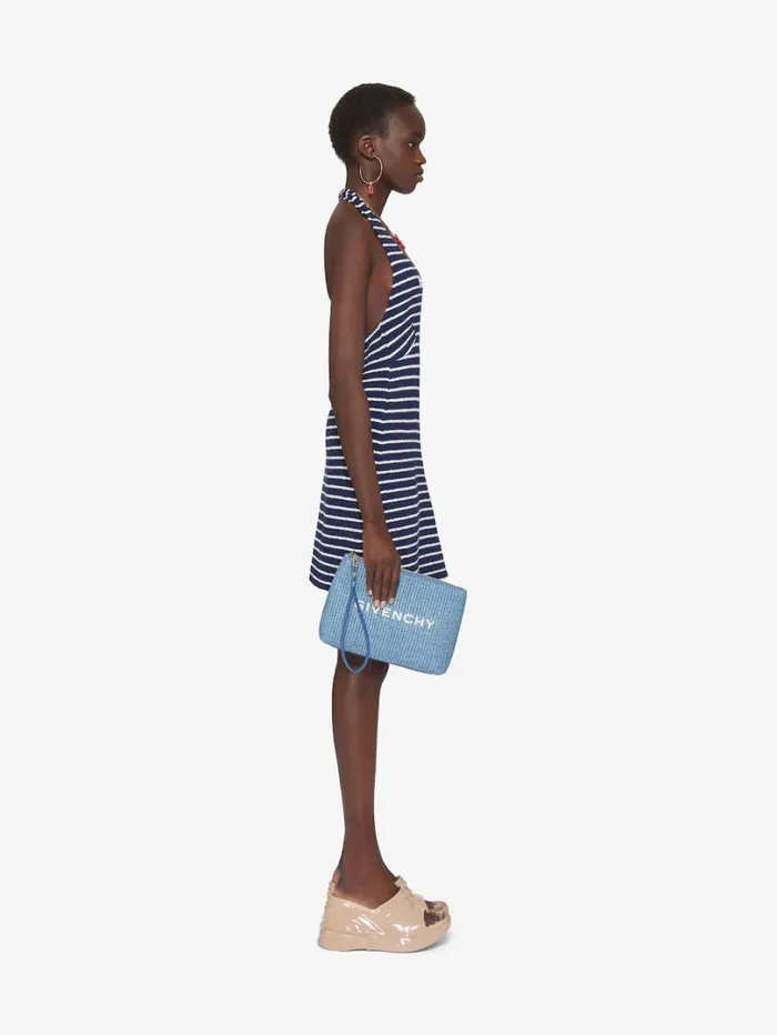 Givenchy Striped Dress In Cotton Towelling With 4G Detail Navynatural Women Dresses