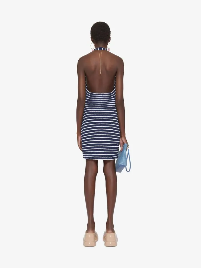 Givenchy Striped Dress In Cotton Towelling With 4G Detail Navynatural Women Dresses