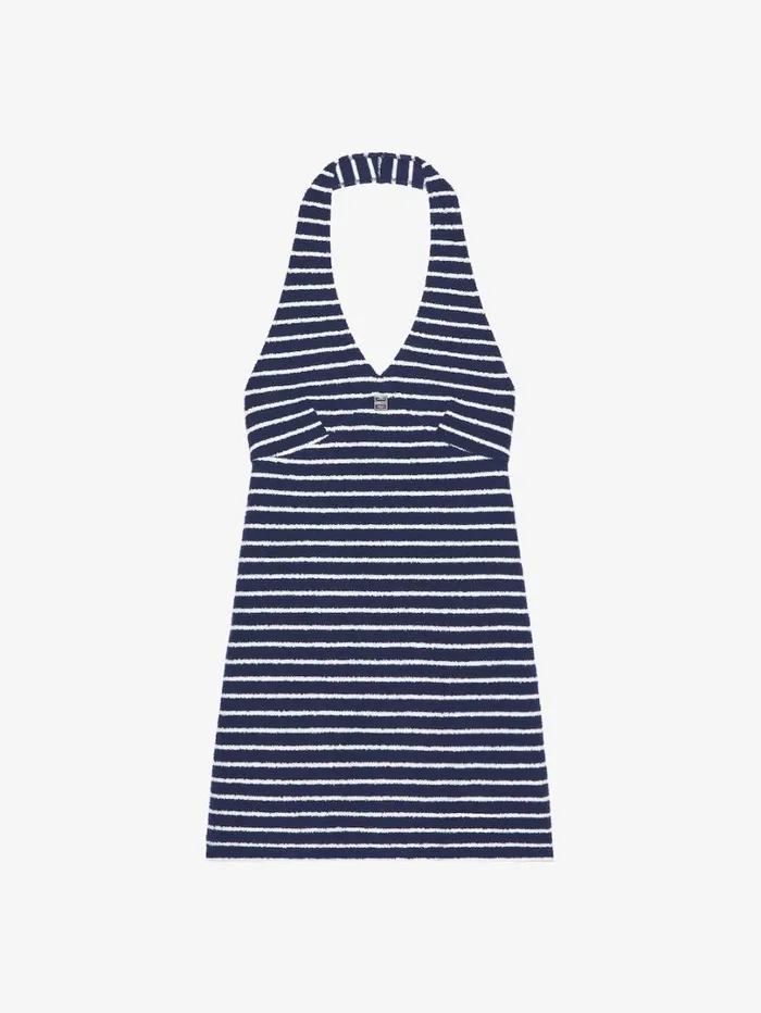 Givenchy Striped Dress In Cotton Towelling With 4G Detail Navynatural Women Dresses