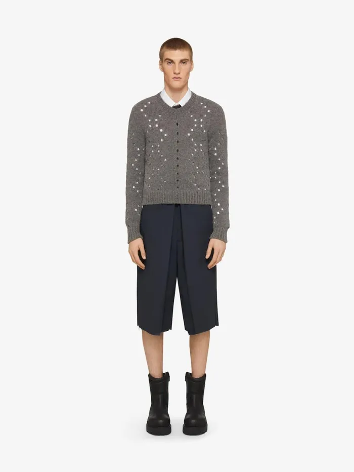 Givenchy Sweater In Wool Medium Grey Men Knitwear