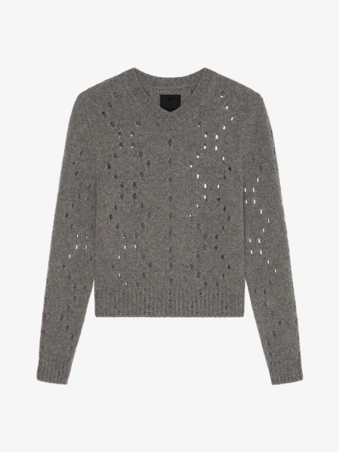 Givenchy Sweater In Wool Medium Grey Men Knitwear
