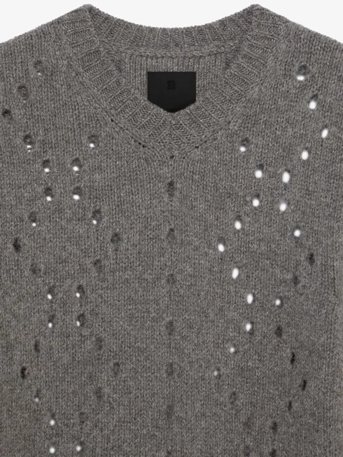 Givenchy Sweater In Wool Medium Grey Men Knitwear