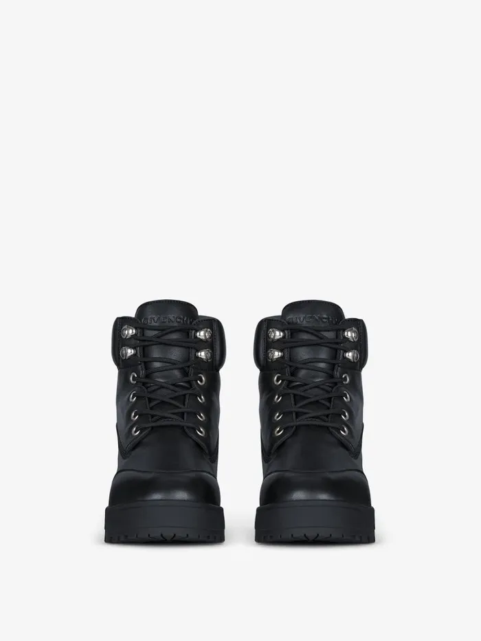 Givenchy Trekker Ankle Workboots In Leather Black Women Boots and Booties