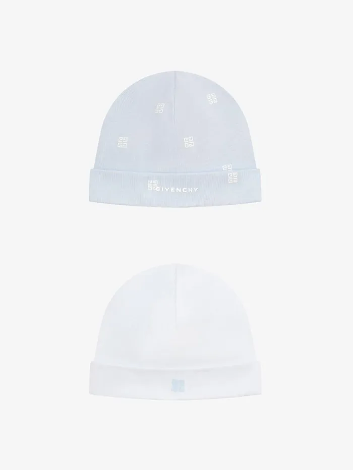 Givenchy Two Beanies In Knit Gift Set Whitelight Blue WomenMen Baby 1 Month To 3 Years