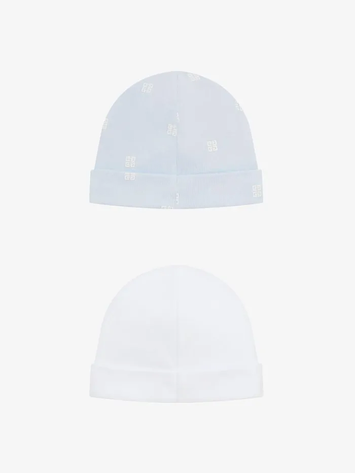 Givenchy Two Beanies In Knit Gift Set Whitelight Blue WomenMen Baby 1 Month To 3 Years