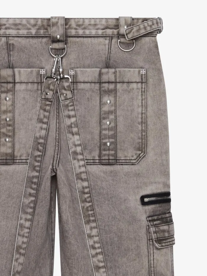Givenchy Two In One Detachable Pants In Denim With Suspenders Grey Men Pants and Shorts Givenchy Two In One Detachable Pants In Denim With Suspenders Grey Men Pants and Shorts