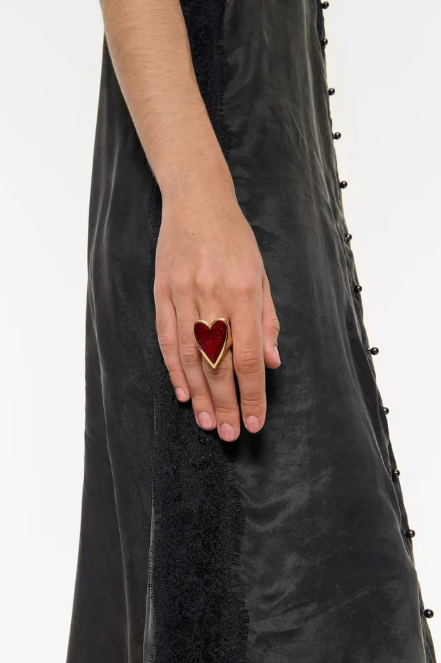 Glittery Red Heart Ring Red Women Bimba Y Lola Jewelry Glittery Red Heart Ring Red Women Bimba Y Lola Jewelry