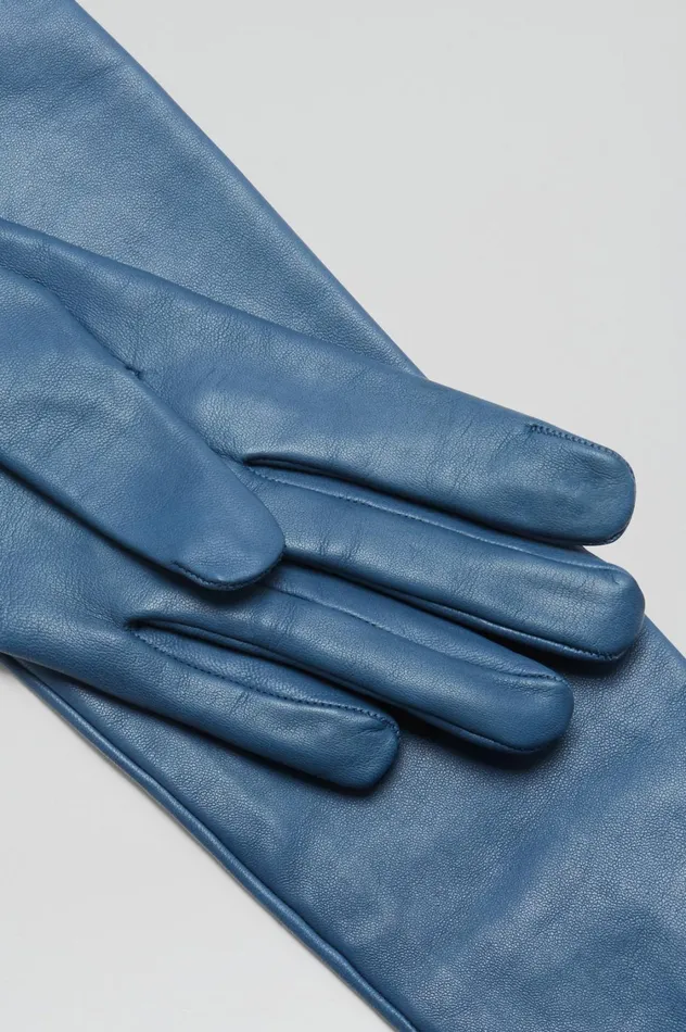 Gloves Women Scanlan Theodore LEATHER GLOVES Denim