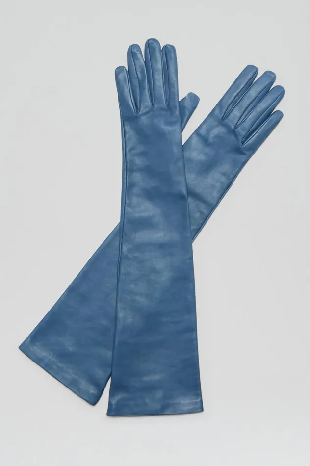Gloves Women Scanlan Theodore LEATHER GLOVES Denim