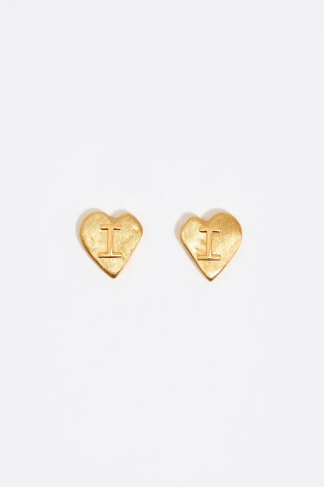 Gold Heart Letter I Earrings Gold Women Bimba Y Lola Alphabet