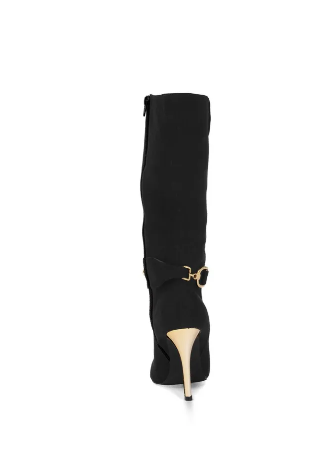 GOLD STATEMENT HEEL BOOTS Black Women VENUS Boots and Booties