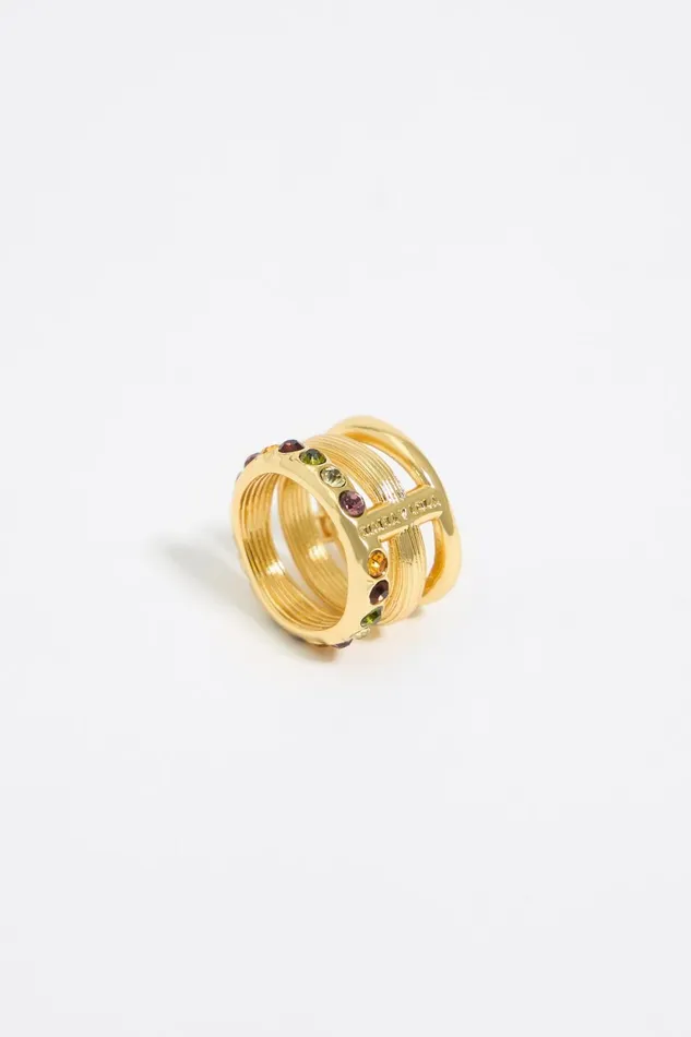 Gold Threeband Pearl And Crystals Ring Gold Women Bimba Y Lola Jewelry Gold Threeband Pearl And Crystals Ring Gold Women Bimba Y Lola Jewelry