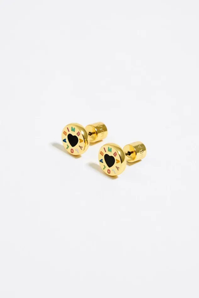 Golden Heart Logo Earrings Gold Women Bimba Y Lola Jewelry